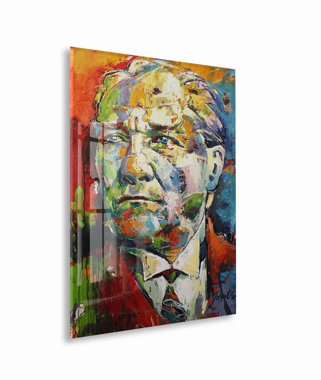 Sanatsal Mustafa Kemal Atatürk Portre Cam Tablo | Premium UV Baskılı Temperli Cam -PeonyAta1328 — görsel 1