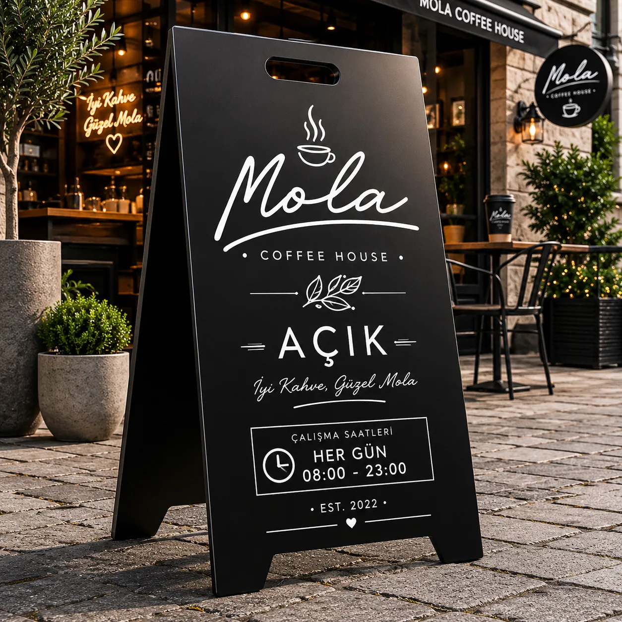 Metal A Tabela | UV Baskılı Kaldırım Reklam Panosu | Dış Mekan Mağaza Önü Standı — görsel 7