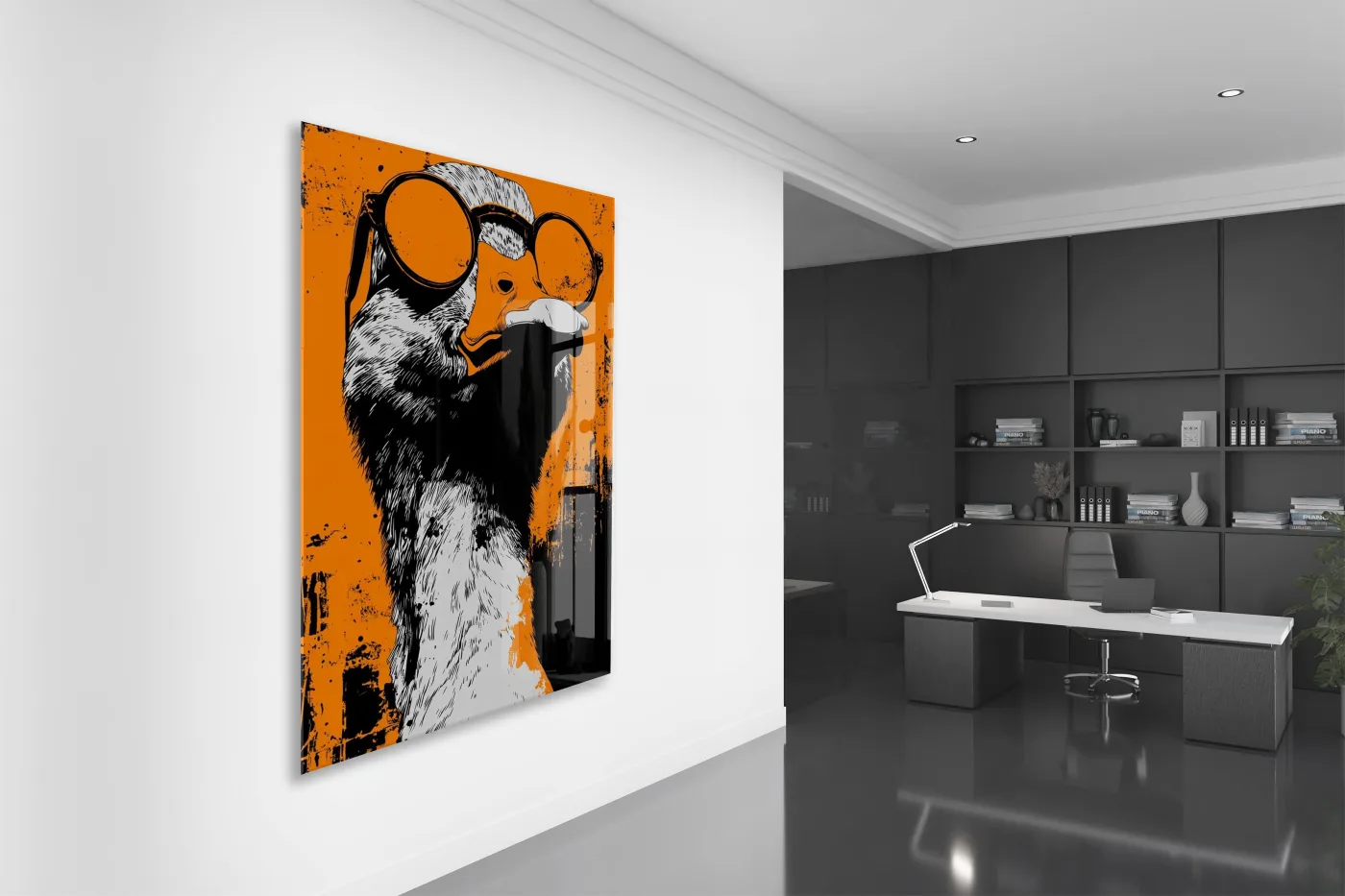 Street Art Tarzı Ördek Cam Tablo – Genç Odası ve Ofis Dekoru - Peony098 — görsel 5