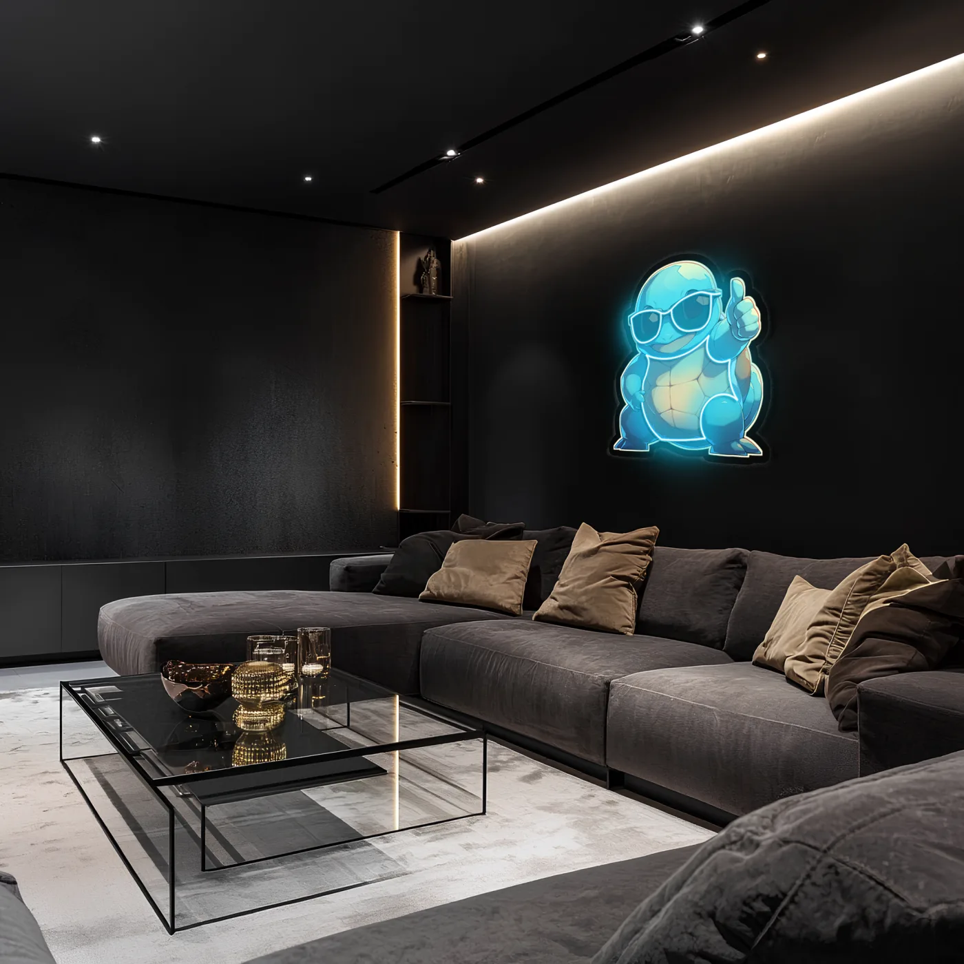 Squirtle Neon Duvar Dekoru | Anime Temalı Işıklı Pleksi Tablo | Gamer Room ve Çocuk Odası İçin LED Duvar Sanatı — görsel 3
