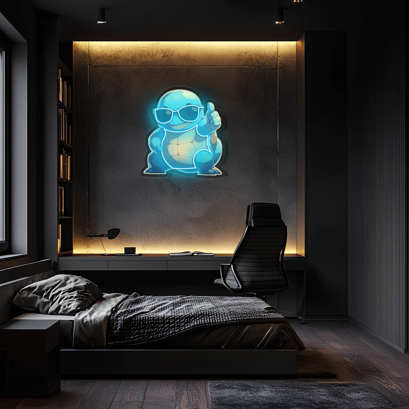 Squirtle Neon Duvar Dekoru | Anime Temalı Işıklı Pleksi Tablo | Gamer Room ve Çocuk Odası İçin LED Duvar Sanatı — görsel 1