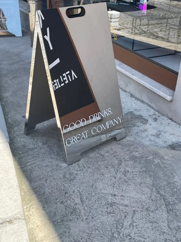 Aynalı Paslanmaz A Tabela | Dış Mekan Metal Kaldırım Tabelası | 3 Farklı Boy | İşletme Önü Reklam Tabelası — görsel 2