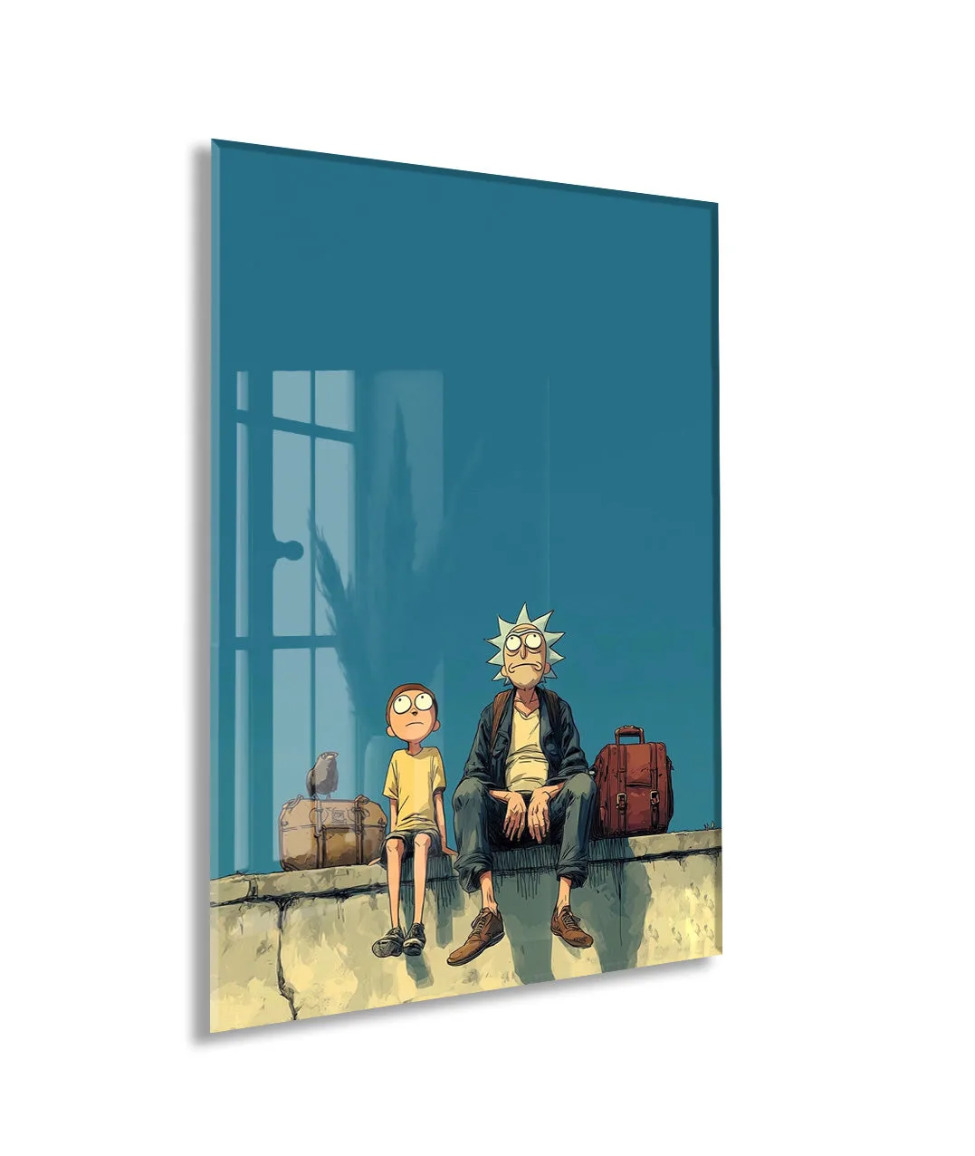 Rick and Morty Bavullu Sahne – Bilim Kurgu Cam Duvar Dekoru - Peony131 — görsel 1