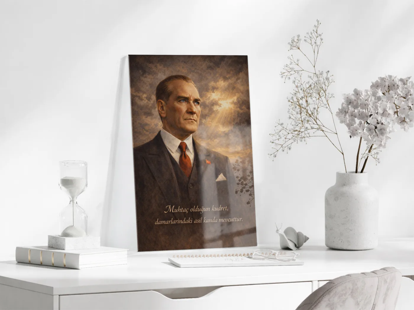 Mustafa Kemal Atatürk Cam Tablo- PeonyAta008 — görsel 3