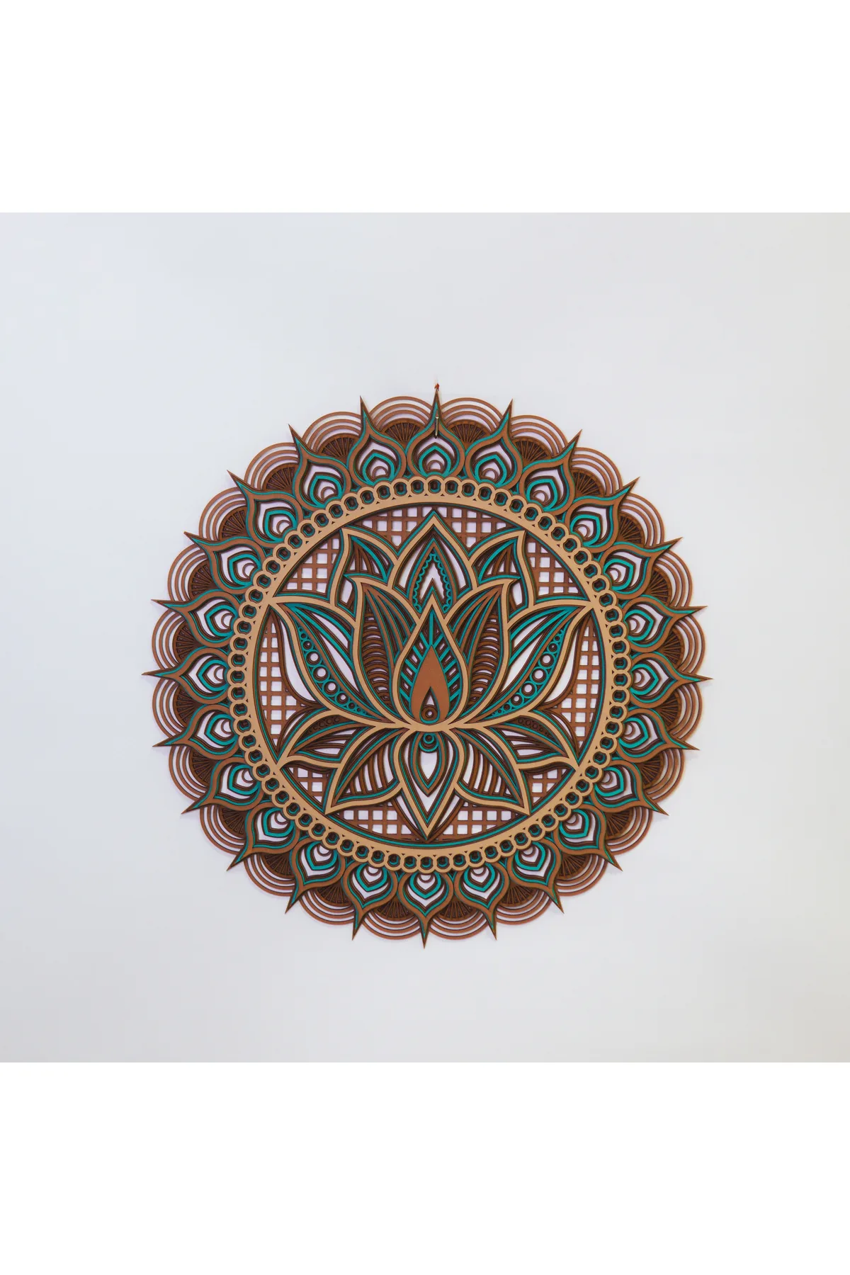 El Yapımı Lotus Çiçeği Ahşap Duvar Dekoru – 5 Katmanlı Mandala — görsel 1