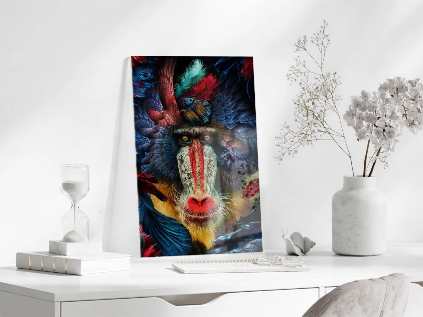 Etnik Desenli Maymun Portresi – Modern Dekoratif Tablo - Peony122 — görsel 4