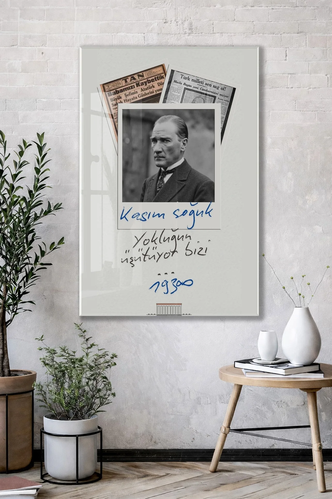 Mustafa Kemal Atatürk 10 Kasım Anma Cam Tablo – Kasım Soğuk Yokluğun Isıtıyor Bizi Tasarım Duvar Dekoru -PeonyAta075 — görsel 2