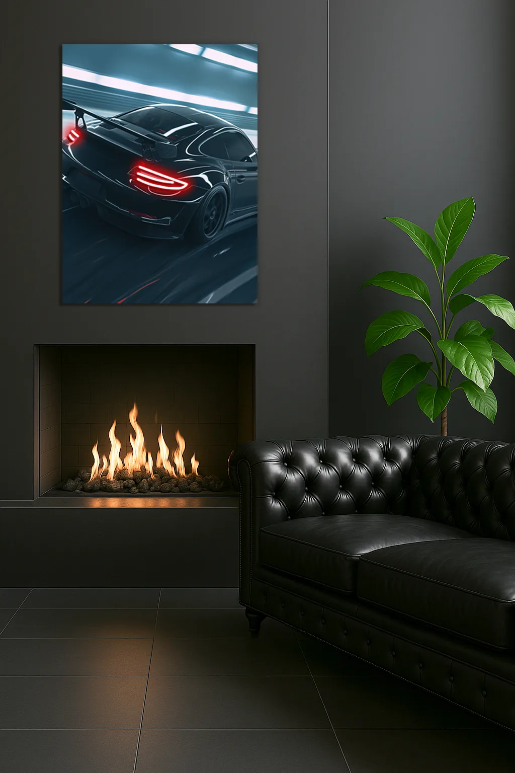 Siyah GT3 Tarzı UV Baskı Neon Duvar Dekoru | Pleksi Işıklı Yarış Araba Tablo | Modern Ev ve Ofis Dekoru — görsel 3