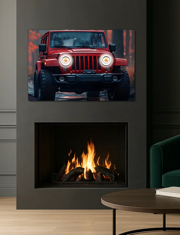 Kırmızı Jeep Tarzı UV Baskı Neon Duvar Dekoru | Pleksi Işıklı Araba Tablo | Gamer Room ve Ofis Dekoru — görsel 6