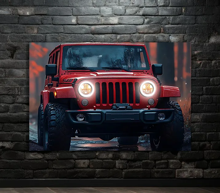 Kırmızı Jeep Tarzı UV Baskı Neon Duvar Dekoru | Pleksi Işıklı Araba Tablo | Gamer Room ve Ofis Dekoru — görsel 8