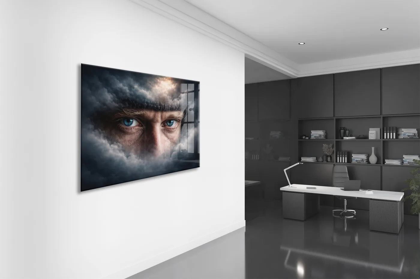 Mustafa Kemal Atatürk Gözleri Cam Tablo | Sanatsal Premium UV Baskı -PeonyAta1324 — görsel 4