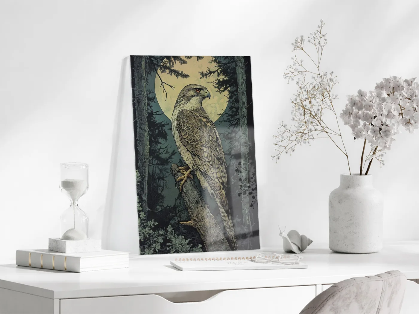 Gece Ormanında Yırtıcı Kuş Poster – Doğa ve Vahşi Yaşam Dekoru - Peony114 — görsel 4
