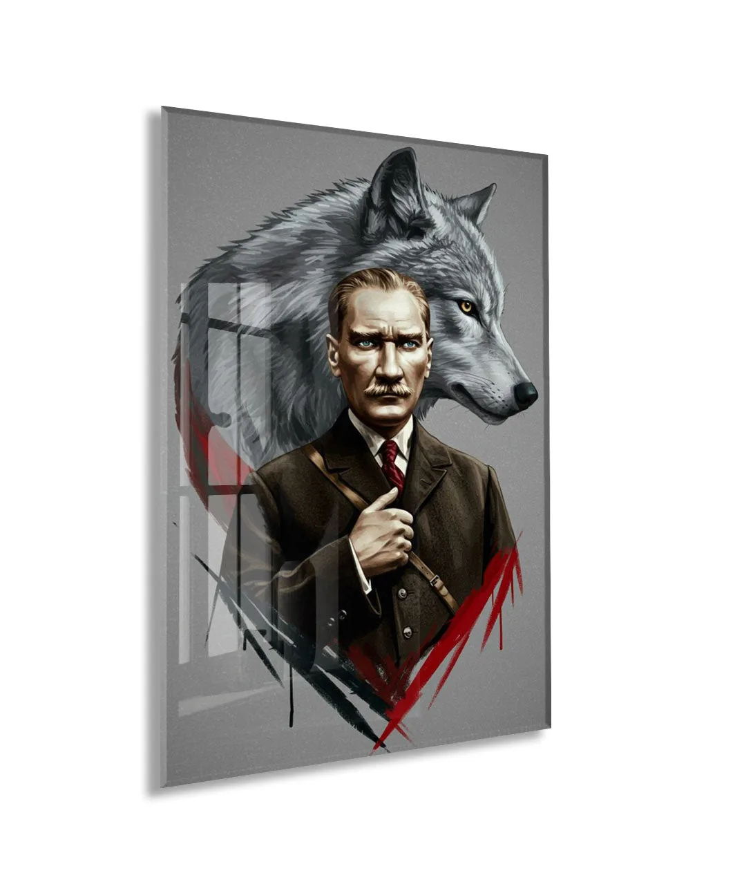 Mustafa Kemal Atatürk  | Modern Cam Tablo-PeonyAta082 — görsel 1
