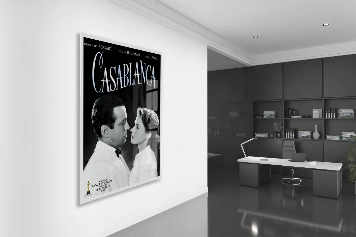 Casablanca Film Posteri Cam Tablo | Vintage Sinema Afişi UV Baskılı Temperli Cam - Peony145 — görsel 4