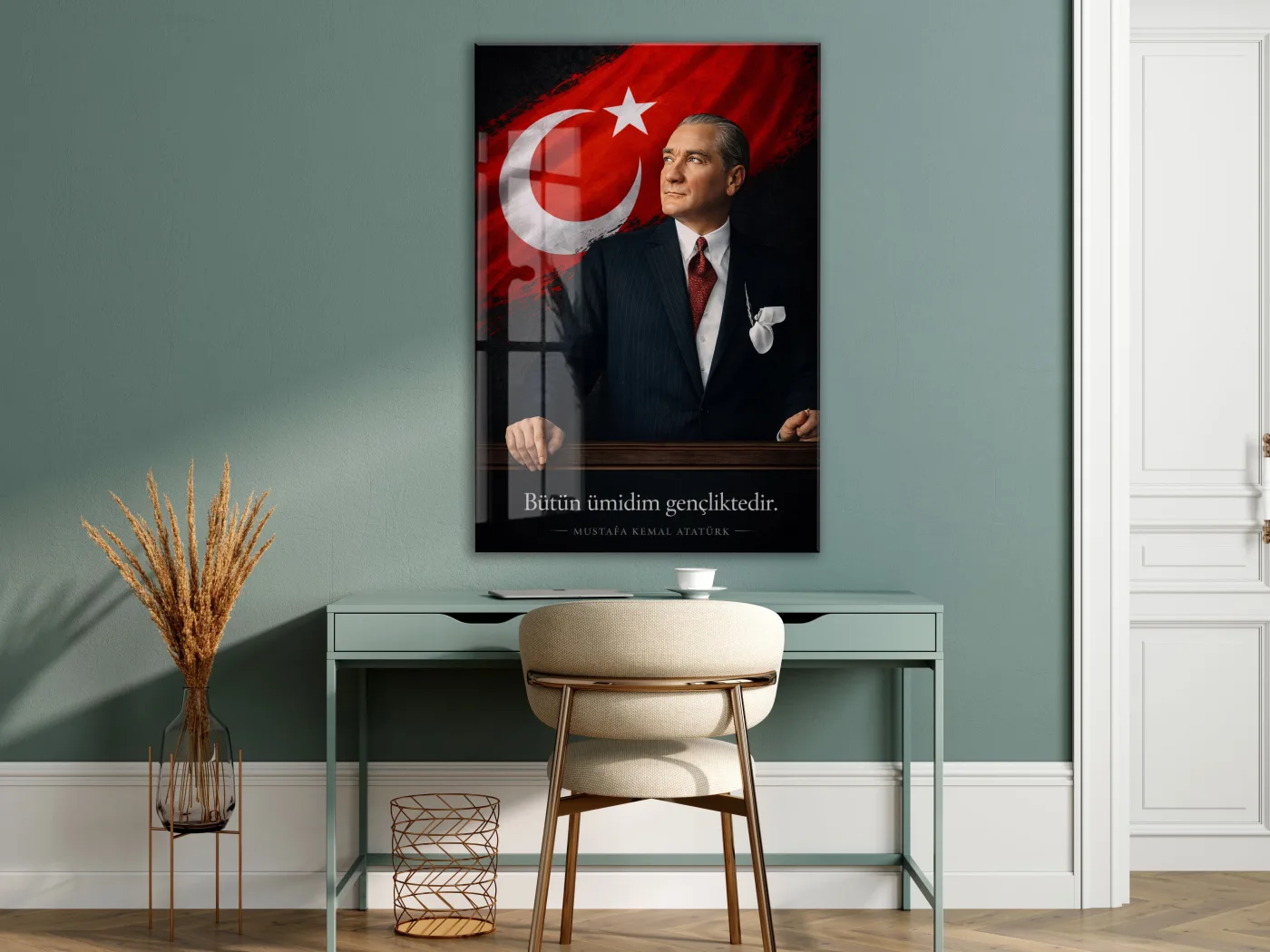 Mustafa Kemal Atatürk | Modern Cam Tablo-PeonyAta088 — görsel 6