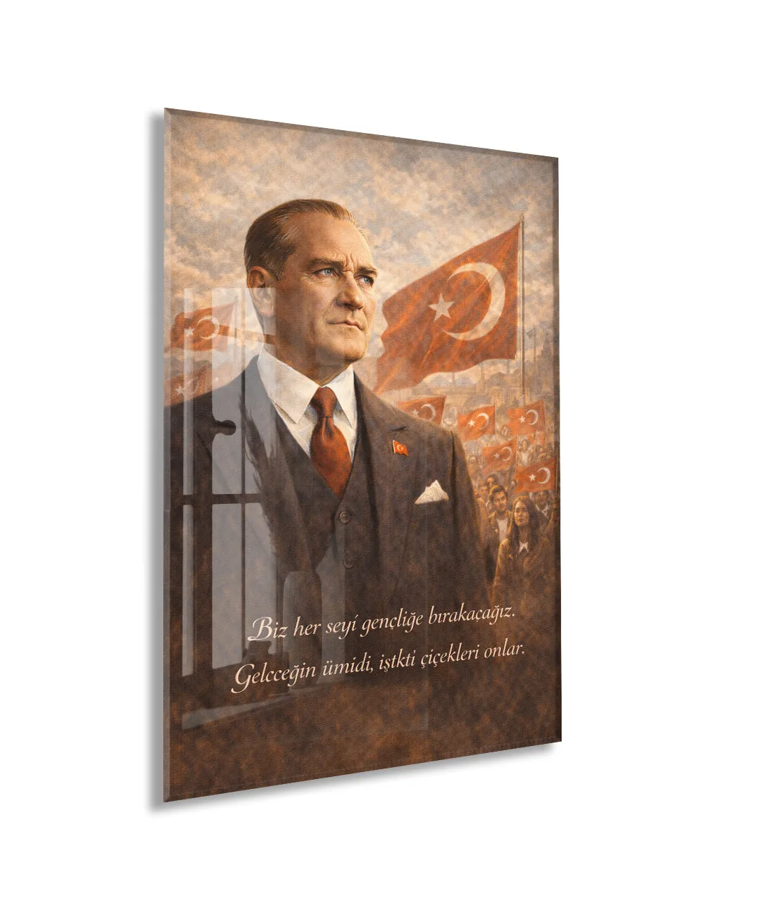 Mustafa Kemal Atatürk Cam Tablo - PeonyAta012 — görsel 1