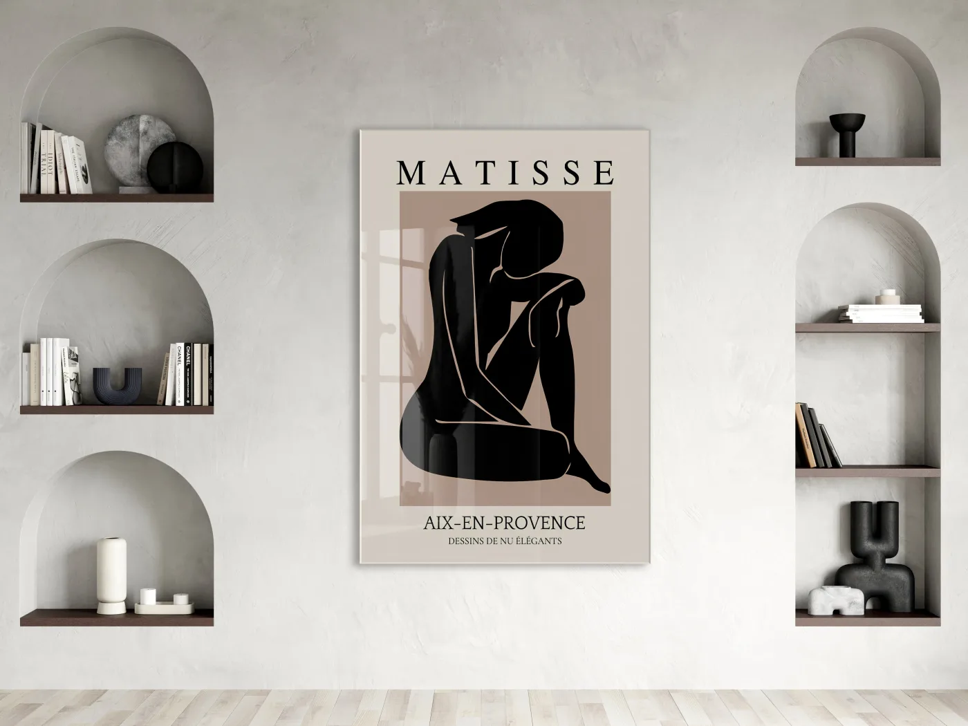Matisse Minimal Kadın Silüeti Cam Tablo | Modern Soyut Sanat UV Baskılı Temperli Cam Duvar Dekoru - Peony159 — görsel 2