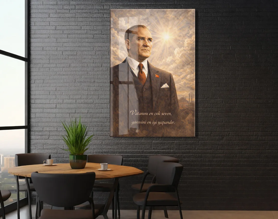 Mustafa Kemal Atatürk Cam Tablo - PeonyAta016 — görsel 5