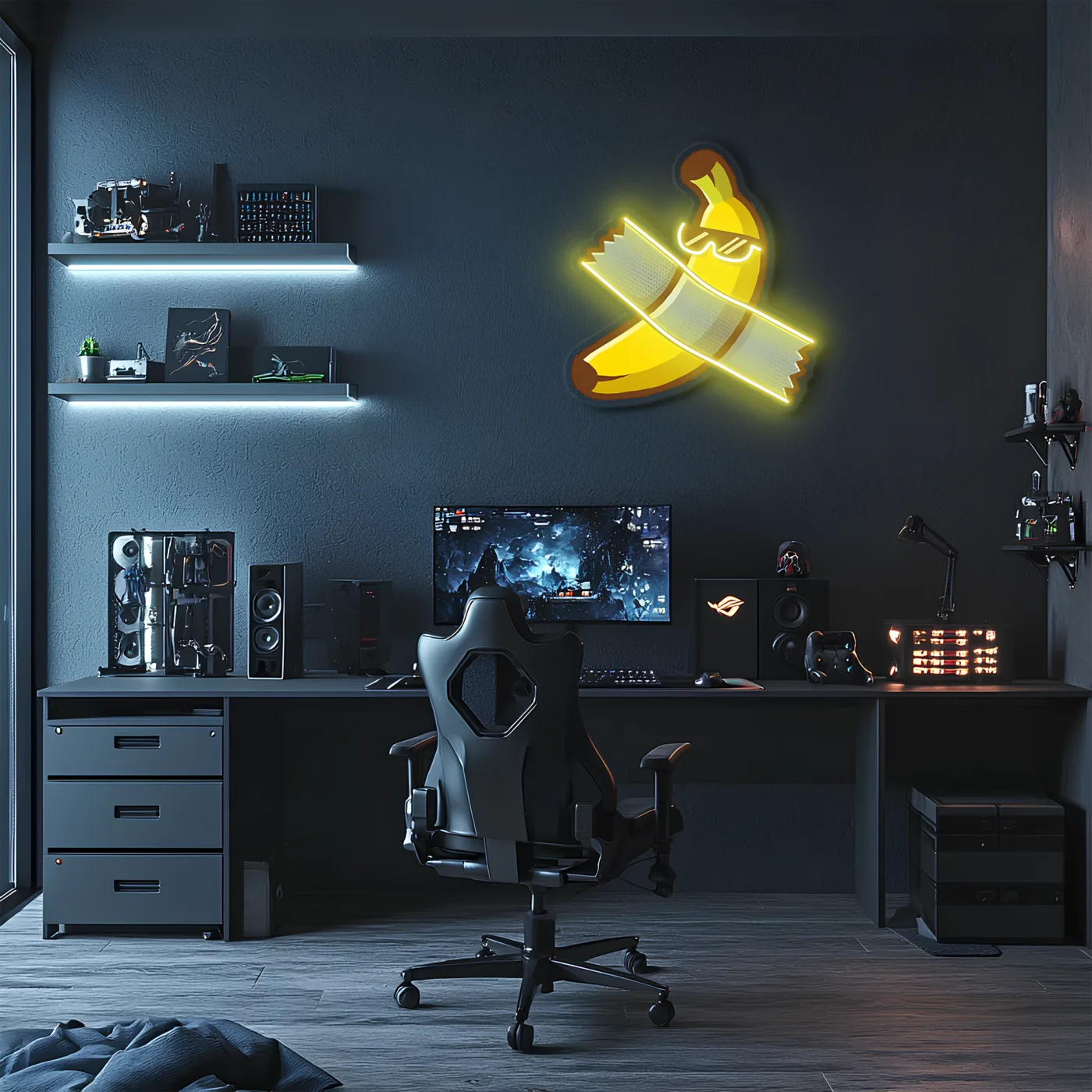 Pop Art Muz Neon Duvar Dekoru | Mizah Temalı Işıklı Pleksi Tablo | Modern Gamer ve Ofis Duvar Işığı — görsel 2