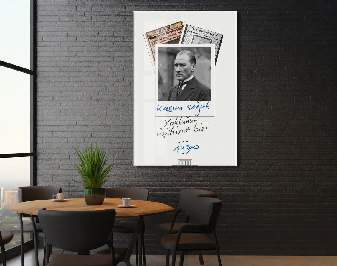 Mustafa Kemal Atatürk 10 Kasım Anma Cam Tablo – Kasım Soğuk Yokluğun Isıtıyor Bizi Tasarım Duvar Dekoru -PeonyAta075 — görsel 6
