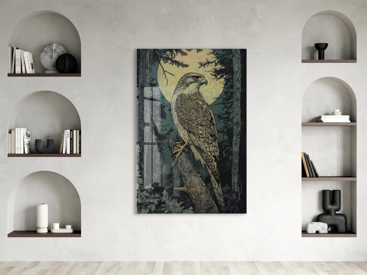Gece Ormanında Yırtıcı Kuş Poster – Doğa ve Vahşi Yaşam Dekoru - Peony114 — görsel 3