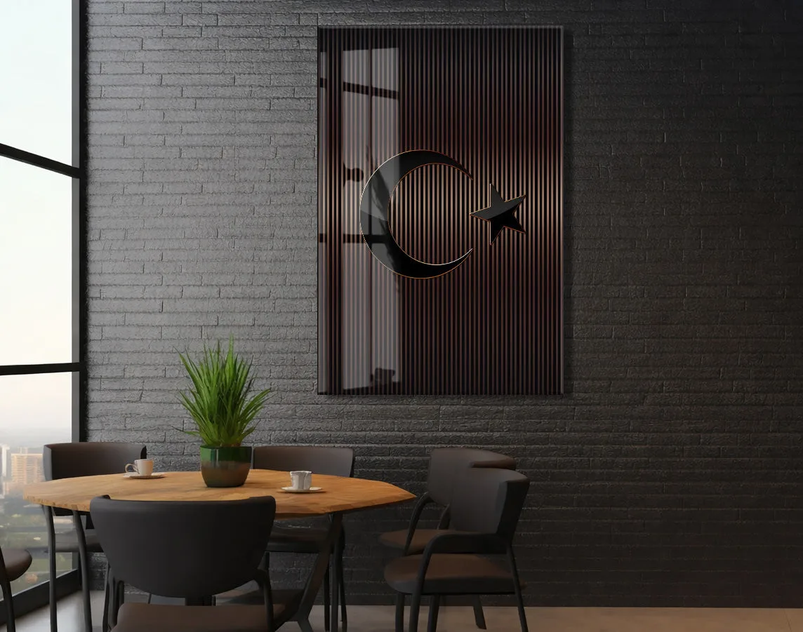Minimal Türk Bayrağı Cam Tablo | Ay Yıldız Tasarımlı 4 mm Temperli UV Baskılı Duvar Dekoru -PeonyAta1308 — görsel 5