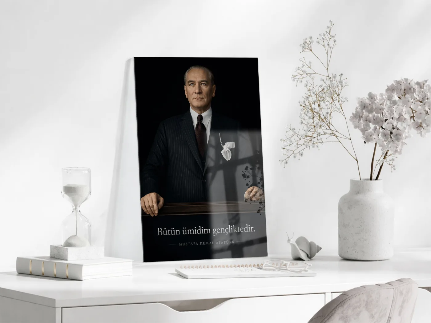 Mustafa Kemal Atatürk | Modern Cam Tablo-PeonyAta089 — görsel 3