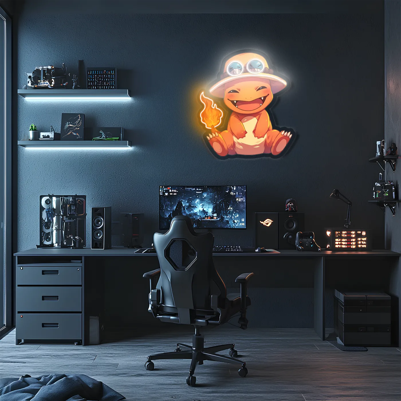 Charmander Neon Duvar Dekoru | Ateş Pokémon LED Işıklı Tablo | Anime ve Oyun Odası Dekoru | UV Baskı Pleksi Neon (Kopya) — görsel 2