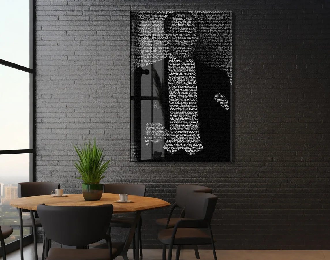 Gençiliğe Hitabe - Silüet Atatürk Cam Tablo | Modern Siyah Tasarım, Anlamlı Atatürk Duvar Dekoru, UV Baskı Temperli Cam Tablo PeonyAta050 — görsel 6
