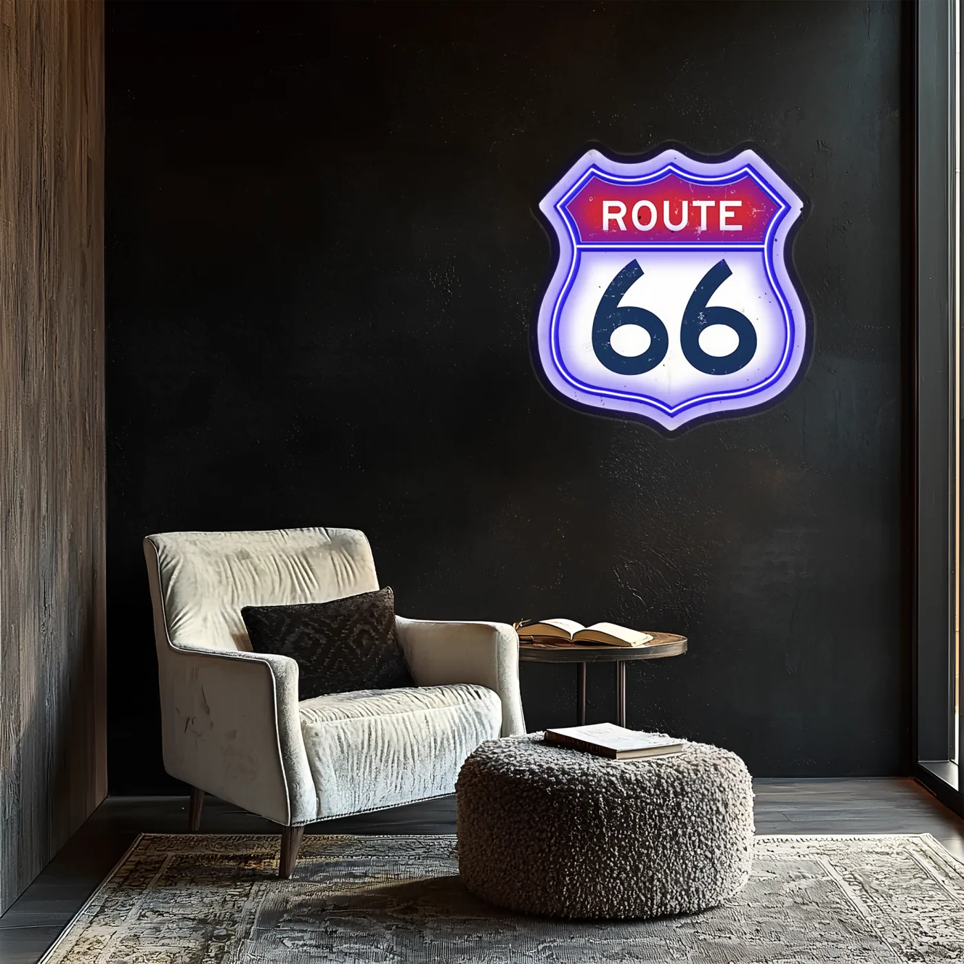 Route 66 Neon Duvar Dekoru | Retro Amerikan Karayolu Temalı LED Işıklı Tabela | Gamer & Bar Dekorasyonu — görsel 5