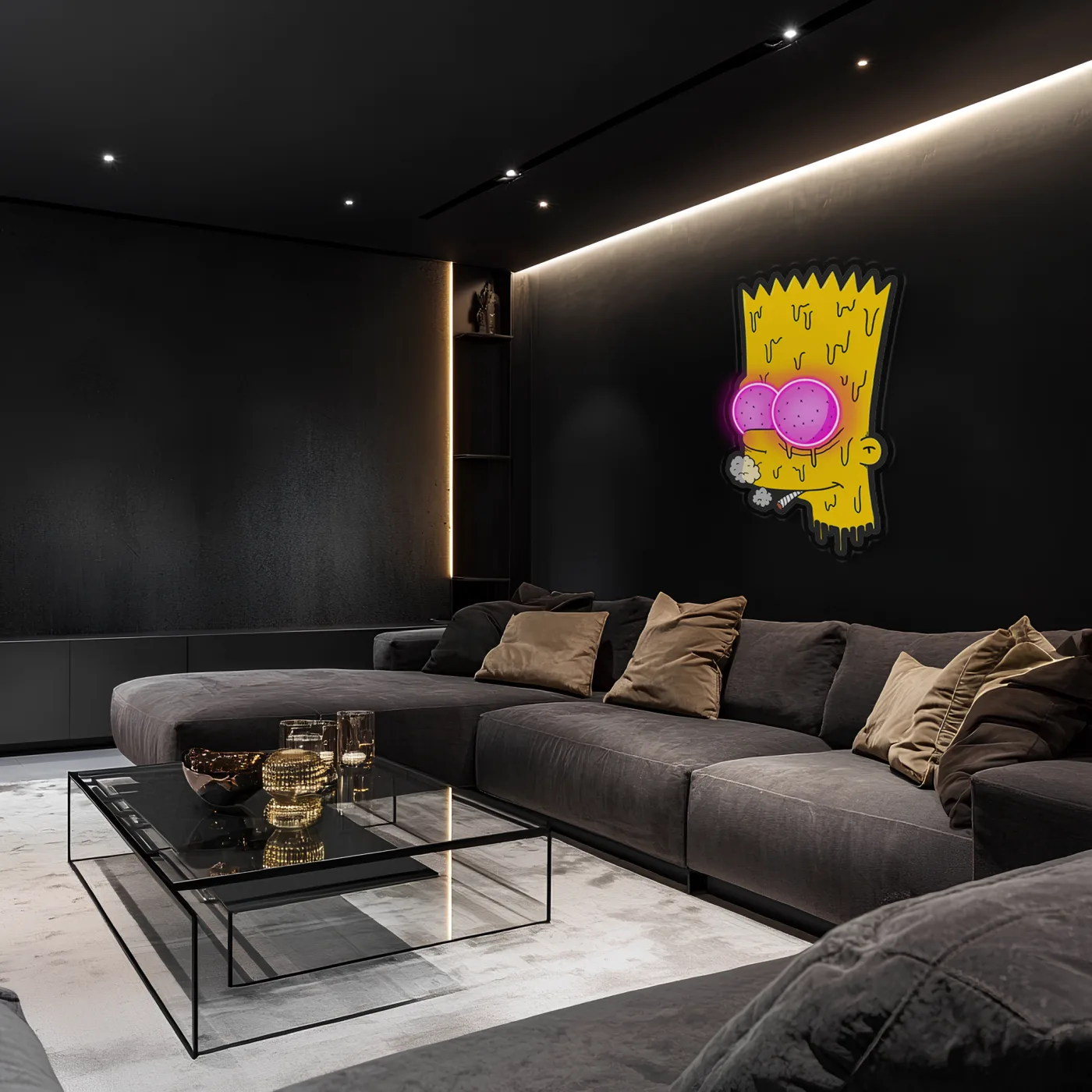 Bart Simpson Neon Duvar Dekoru | Renkli UV Baskı Pleksi LED Tablo | Oyun Odası ve Modern Ev Dekoru İçin Işıklı Sanat Eseri — görsel 3