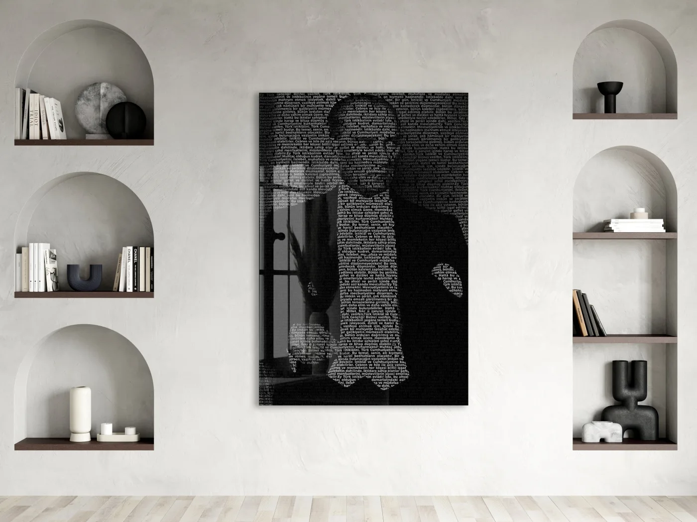 Gençiliğe Hitabe - Silüet Atatürk Cam Tablo | Modern Siyah Tasarım, Anlamlı Atatürk Duvar Dekoru, UV Baskı Temperli Cam Tablo PeonyAta050 — görsel 2