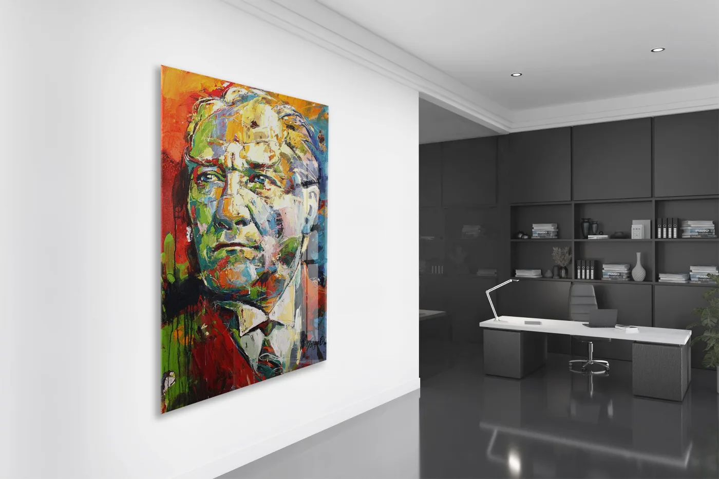 Sanatsal Mustafa Kemal Atatürk Portre Cam Tablo | Premium UV Baskılı Temperli Cam -PeonyAta1328 — görsel 4