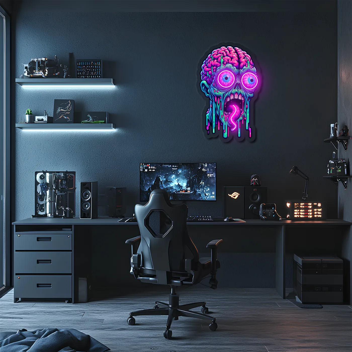 Psychedelic Brain Neon Duvar Dekoru | Gamer Oda Işıklı Pleksi Tablo | Renkli UV Baskı Neon Sanat — görsel 2