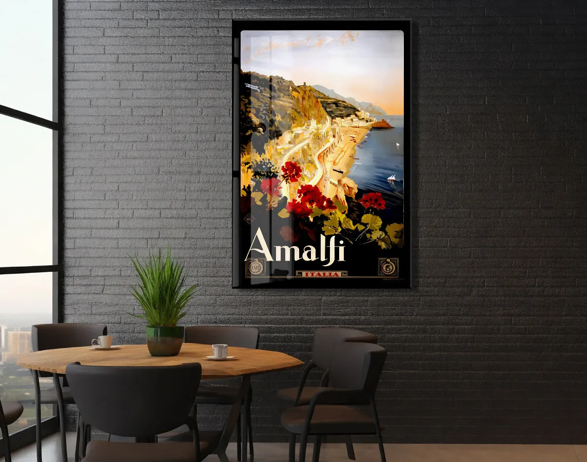 Amalfi Vintage Cam Tablo | İtalya Sahil Posteri UV Baskılı Temperli Cam Duvar Dekoru - Peony155 — görsel 5