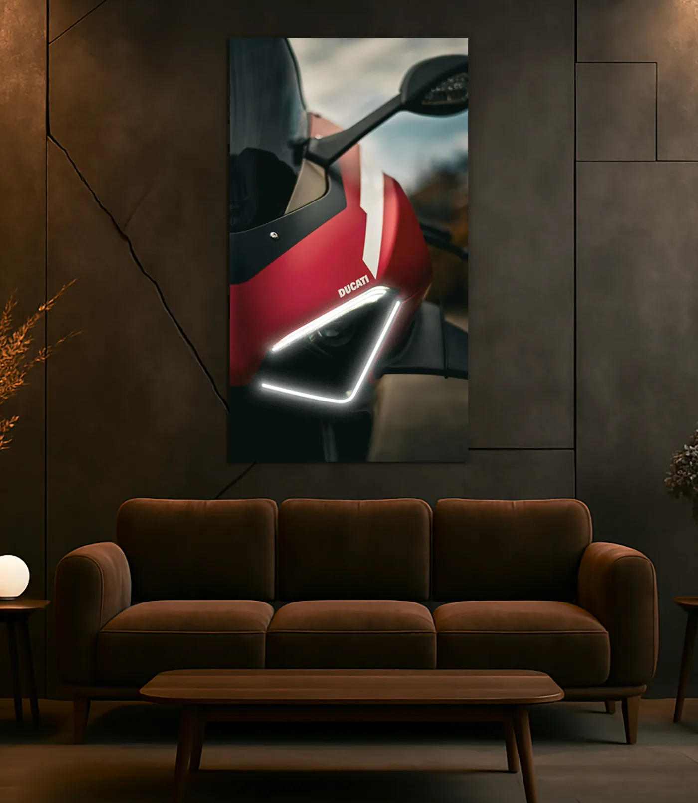 Kırmızı Spor Motosiklet UV Baskı Neon Duvar Dekoru | Pleksi Üzeri LED Işıklı Tablo | Modern Motor Duvar Sanatı — görsel 2