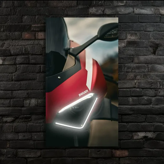 Kırmızı Spor Motosiklet UV Baskı Neon Duvar Dekoru | Pleksi Üzeri LED Işıklı Tablo | Modern Motor Duvar Sanatı — görsel 6