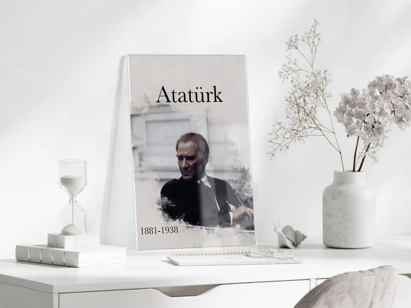 Mustafa Kemal Atatürk | Modern Cam Tablo-PeonyAta095 — görsel 3