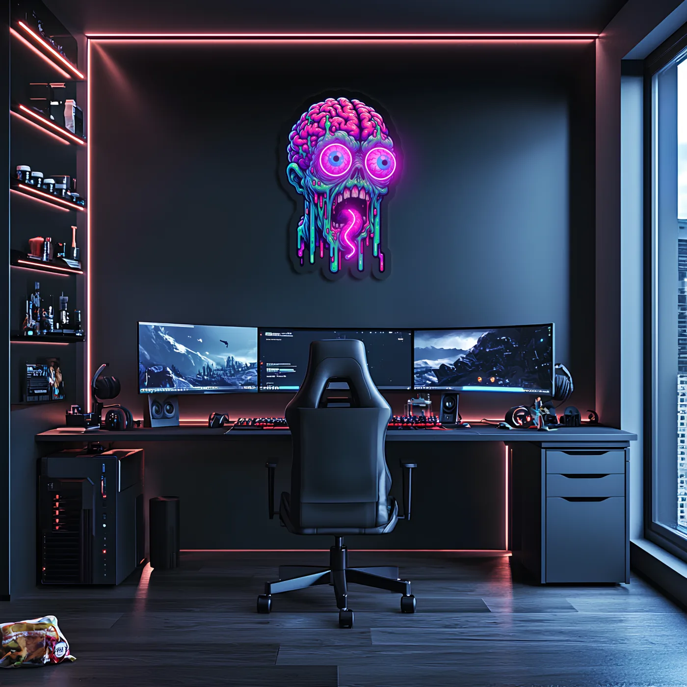 Psychedelic Brain Neon Duvar Dekoru | Gamer Oda Işıklı Pleksi Tablo | Renkli UV Baskı Neon Sanat — görsel 4