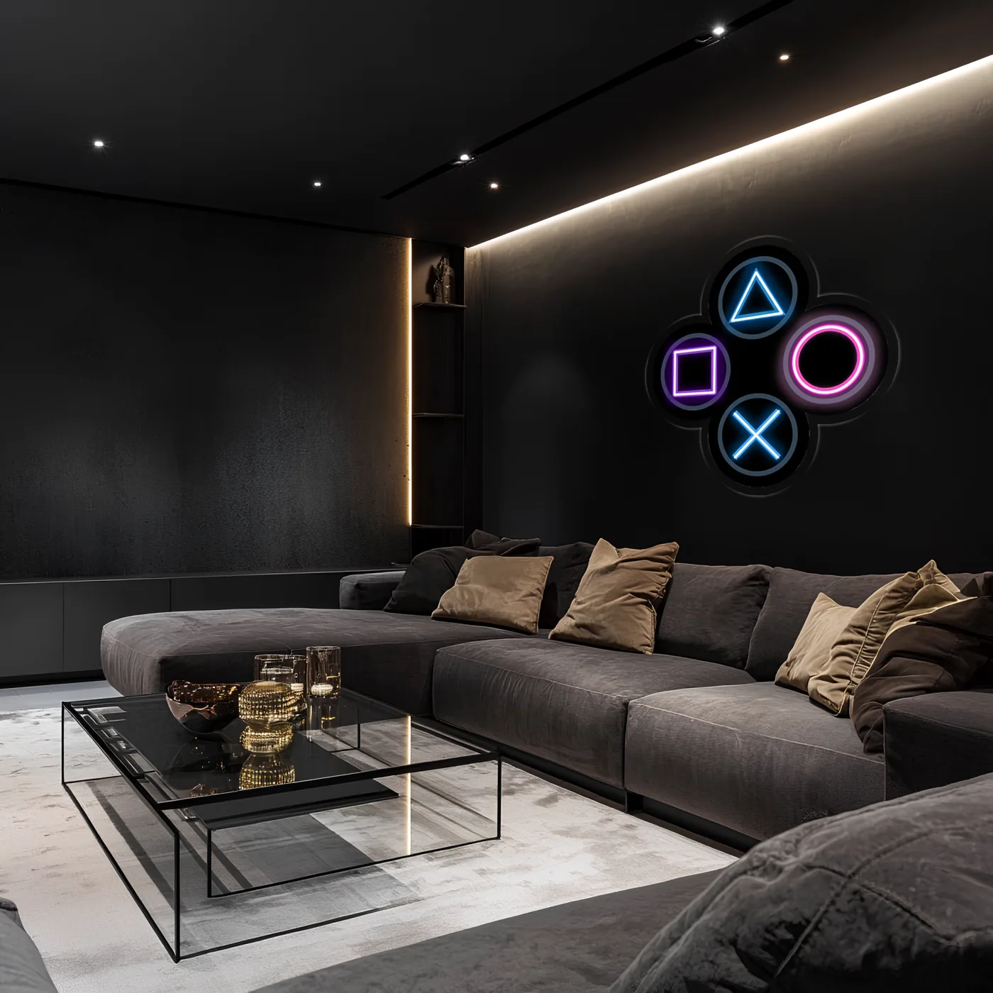 Gamer Neon Duvar Dekoru | RGB Oyun Konsolu Tuş Sembolleri LED Işıklı Pleksi Tablo | Oyun Odası Aydınlatması — görsel 3