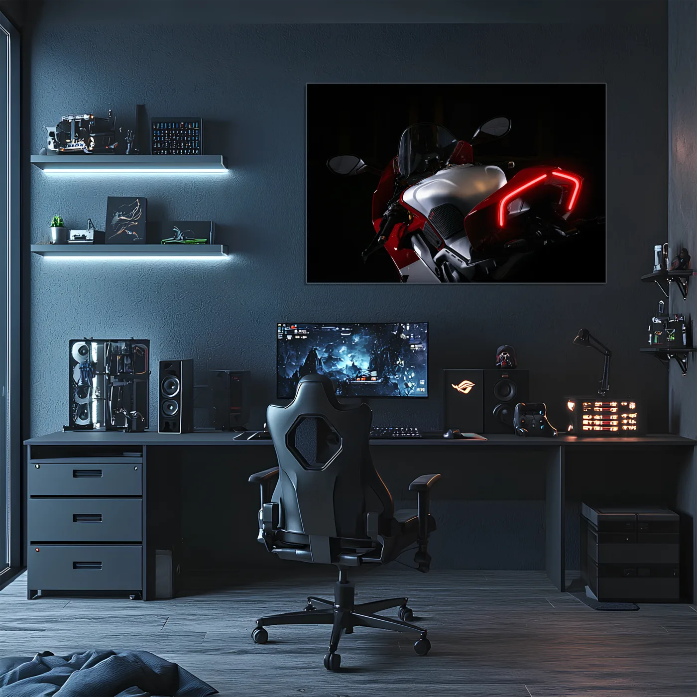 Spor Motosiklet UV Baskı Neon Tablo | LED Stop Işıklı Pleksi Duvar Dekoru | Motor Tutkunları İçin Özel Tasarım — görsel 2