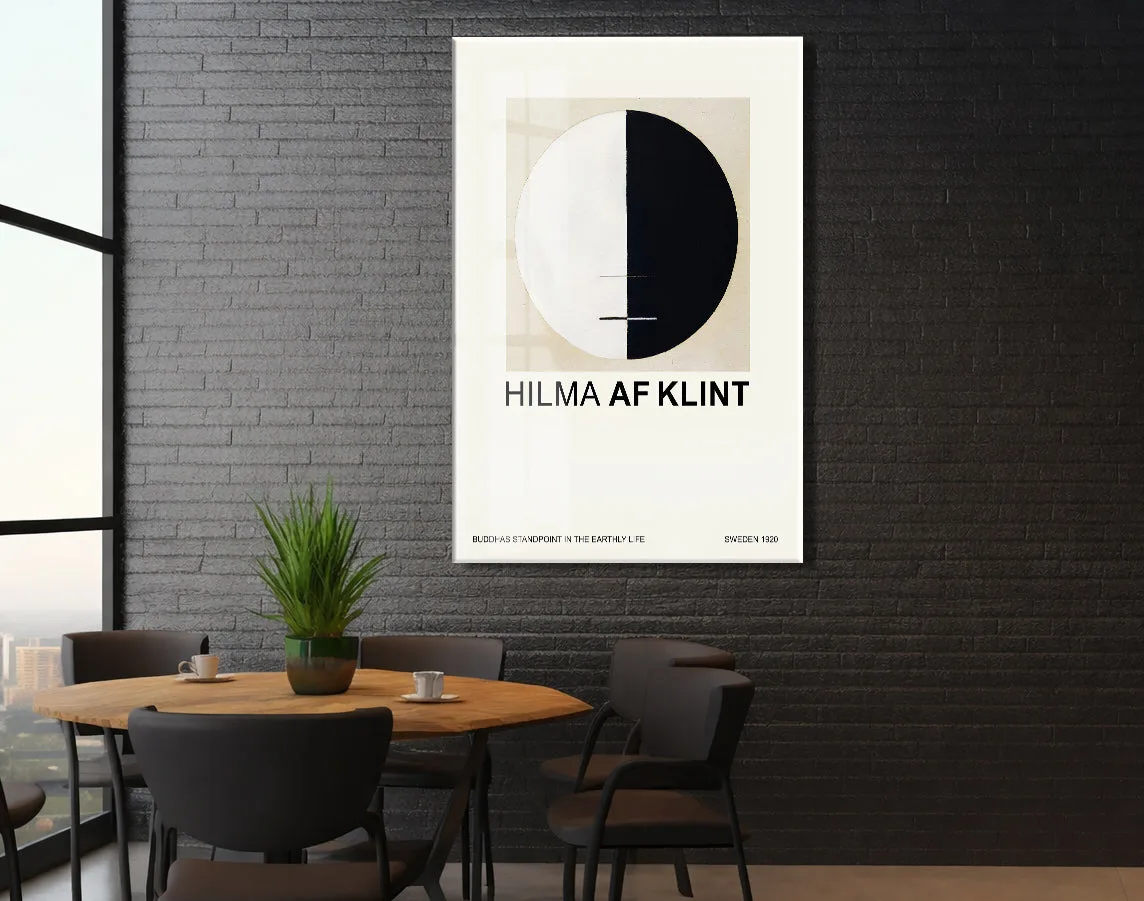 Hilma af Klint Minimal Soyut Cam Tablo | Geometrik Siyah Beyaz Modern UV Baskılı Temperli Cam Tablo - Peony165 — görsel 5