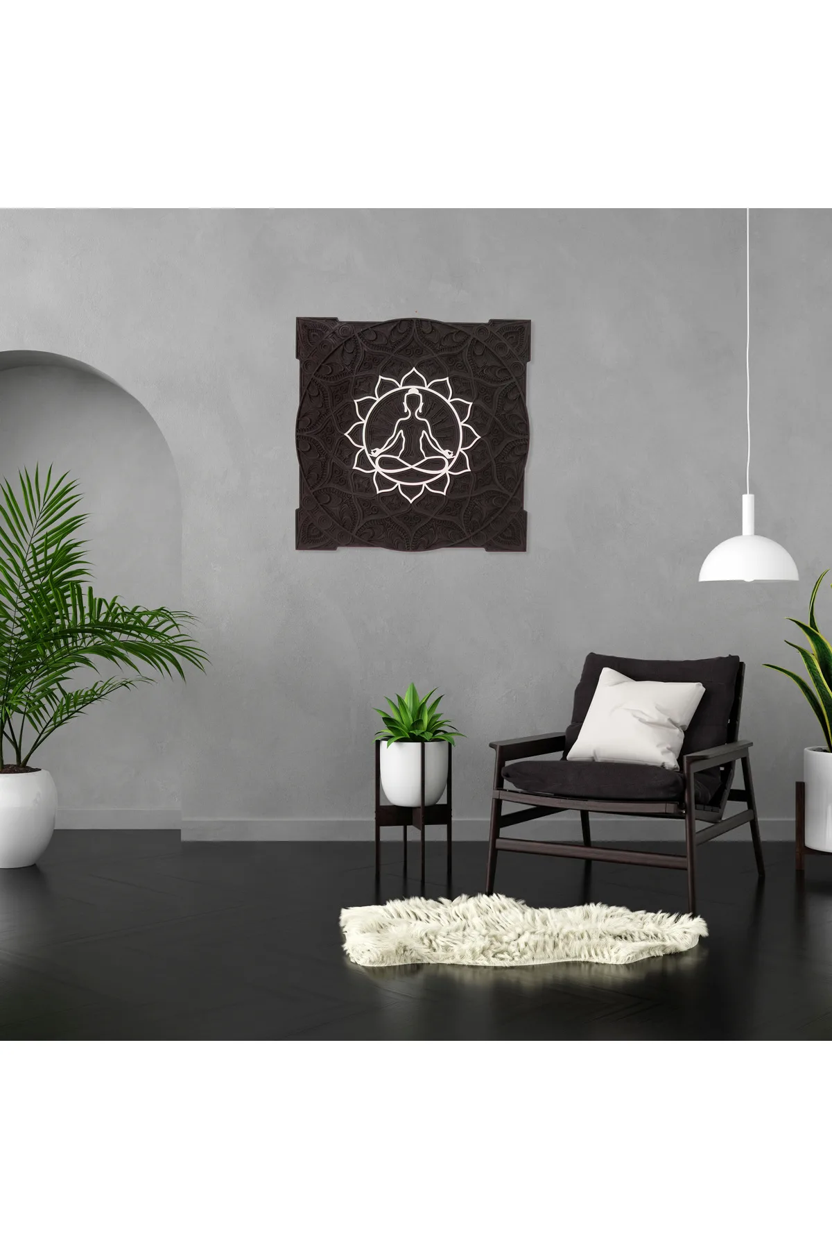 Lotus Mandala Duvar Dekoru - El Yapımı 6 Katmanlı Meditasyon Temalı Ahşap Tablo — görsel 5