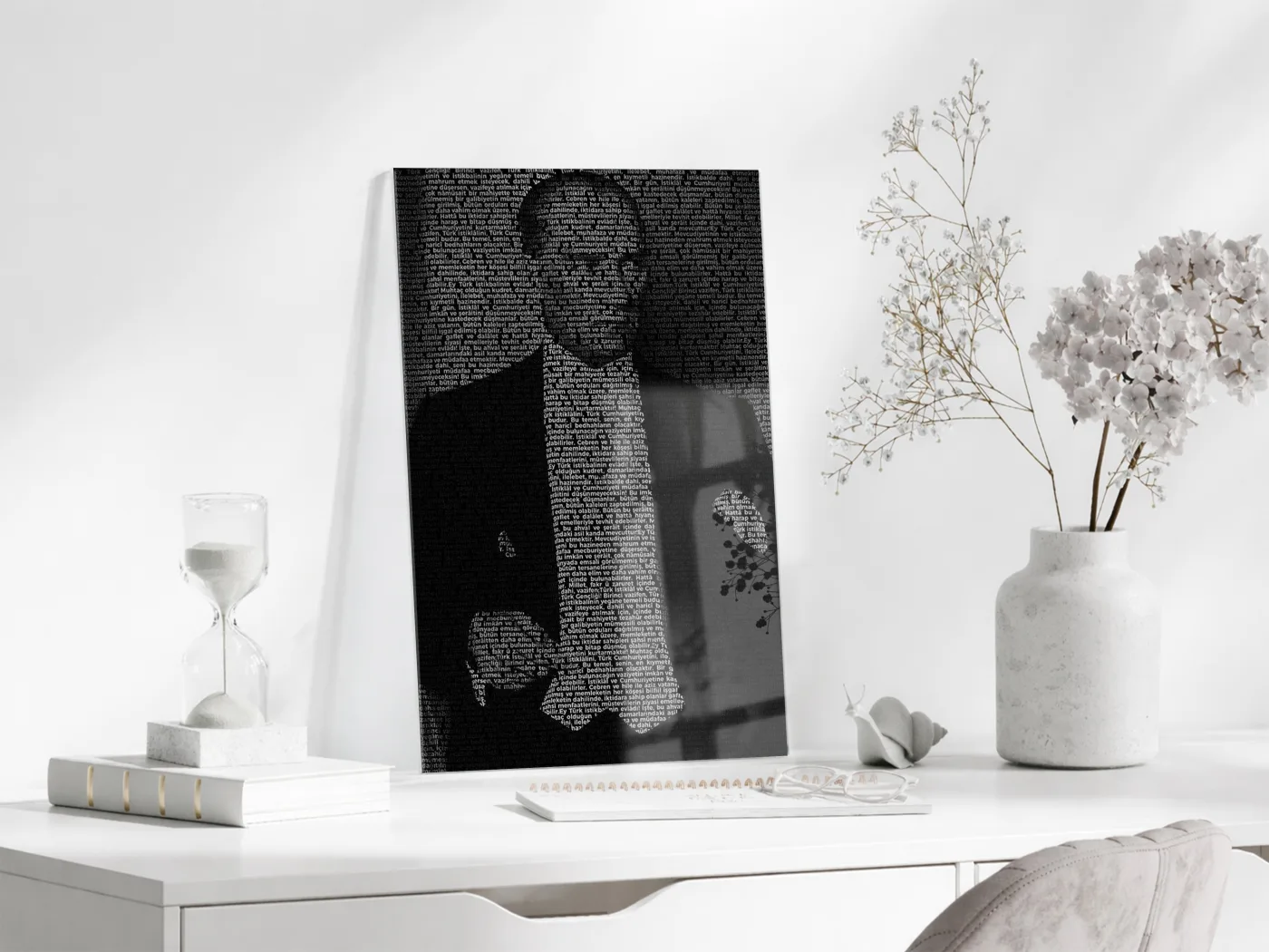 Gençiliğe Hitabe - Silüet Atatürk Cam Tablo | Modern Siyah Tasarım, Anlamlı Atatürk Duvar Dekoru, UV Baskı Temperli Cam Tablo PeonyAta050 — görsel 4