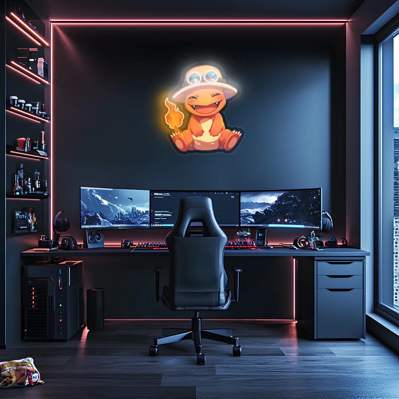 Charmander Neon Duvar Dekoru | Ateş Pokémon LED Işıklı Tablo | Anime ve Oyun Odası Dekoru | UV Baskı Pleksi Neon (Kopya) — görsel 4