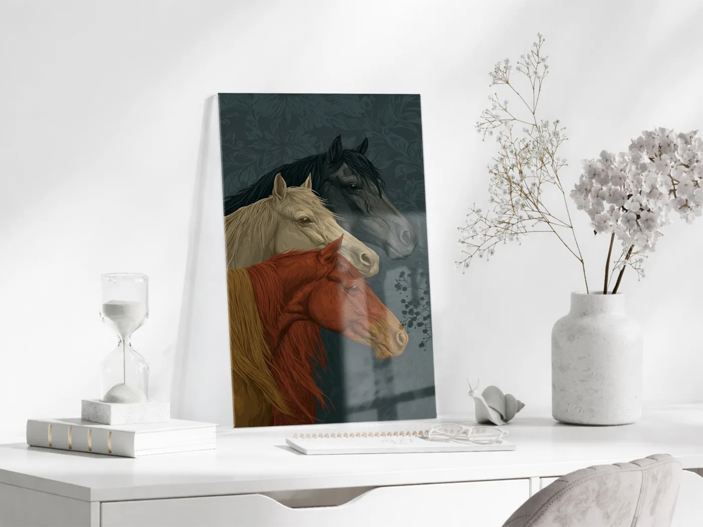 “Üç Ruh, Tek Yön” – Asaletin Atları Cam Tablo - Peony070 — görsel 4