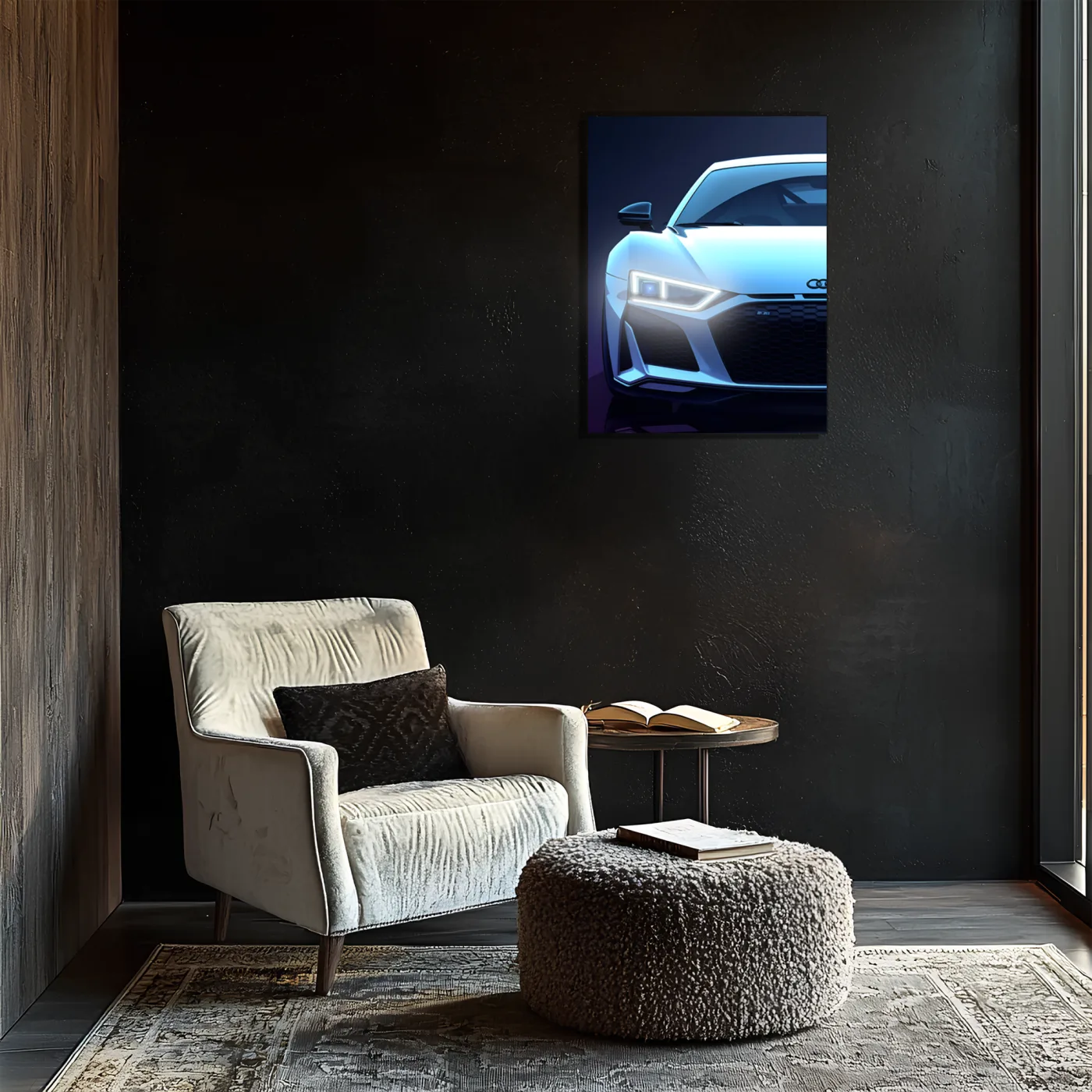Audi R Tarzı UV Baskı Neon Duvar Dekoru | Pleksi Işıklı Spor Araba Tablo | Gamer Room Dekorasyonu — görsel 5
