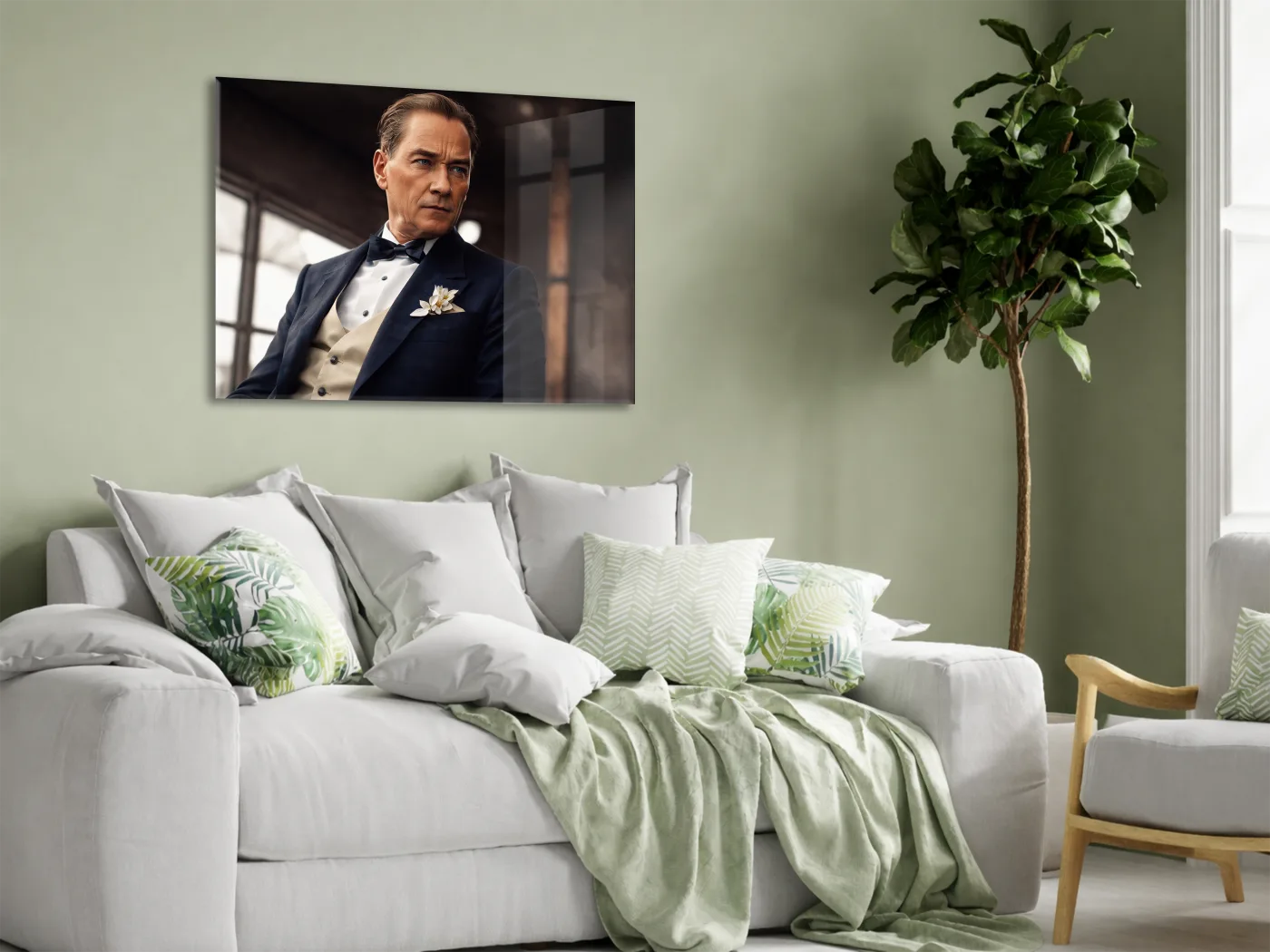 Modern Mustafa Kemal Atatürk Portre Cam Tablo | Premium UV Baskılı Temperli Cam -PeonyAta1323 — görsel 3