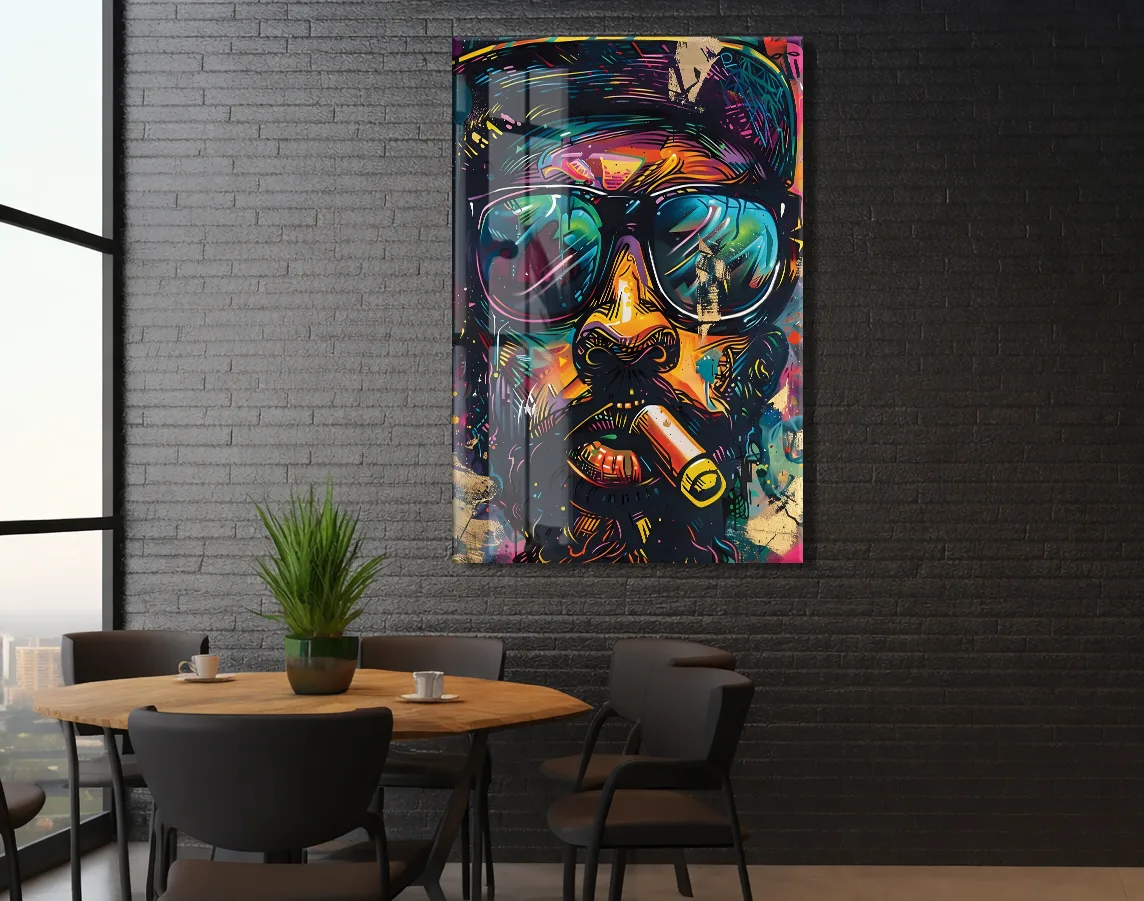 Pop Art Stilinde Renkli Maymun Portresi Cam Tablo – Modern, Cesur ve Dekoratif Duvar Sanatı - Peony029 — görsel 5