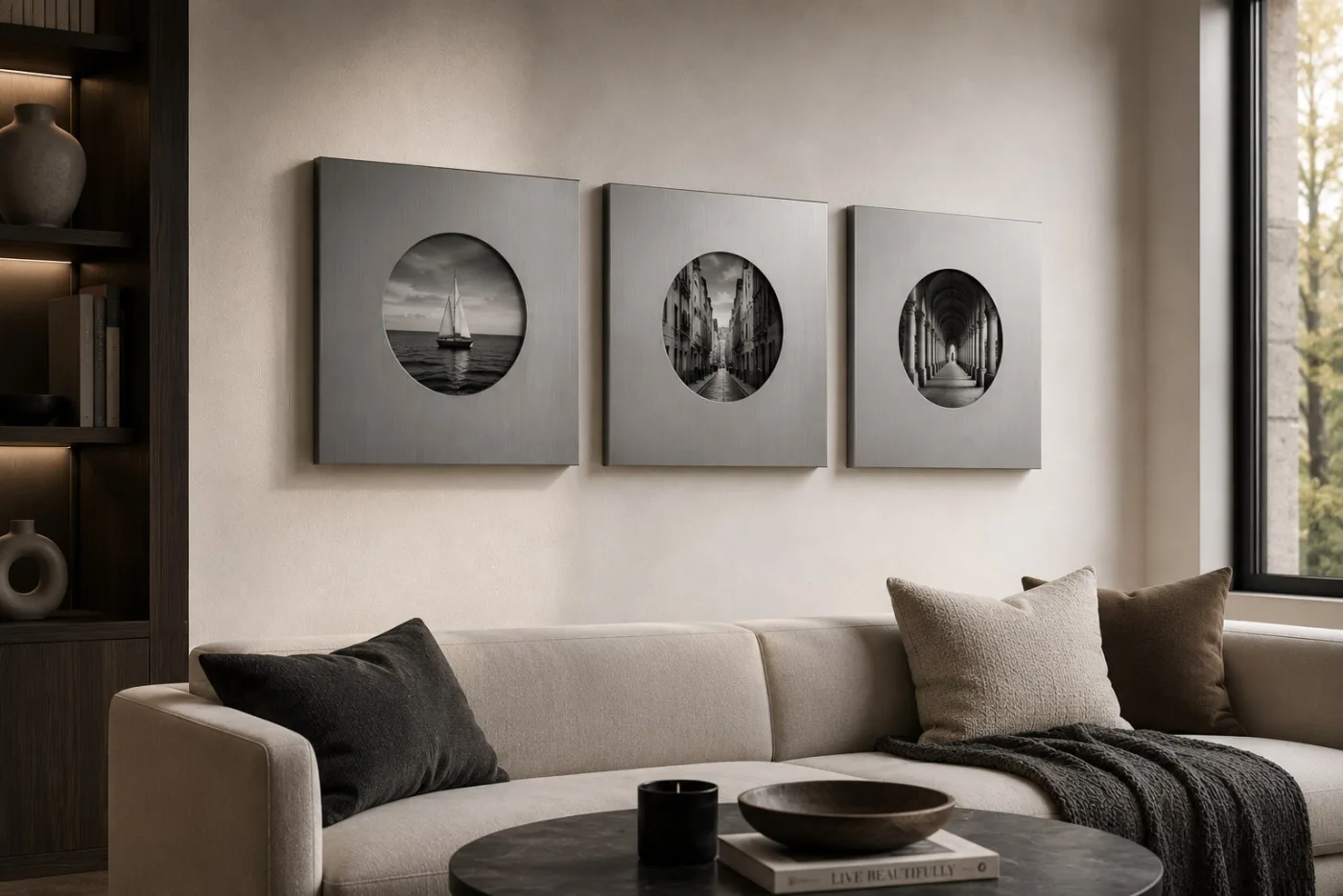 DUO |Paslanmaz Çelik İkili Fotoğraf Çerçevesi – Modern Metal Duvar Çerçevesi 40x40 cm — görsel 8